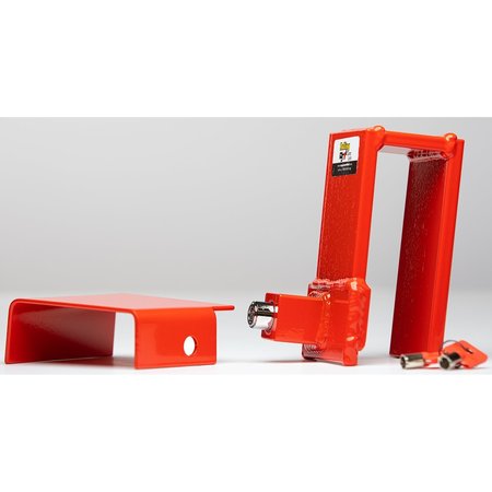 THE EQUIPMENT LOCK COMPANY Rolling Door Lock secures the handle of a roll up door in the downward position RDL-RK